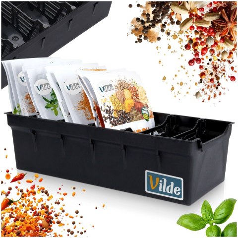 Pojemnik organizer na przyprawy torebki do szuflad pojemniki czarny VILDE 150803