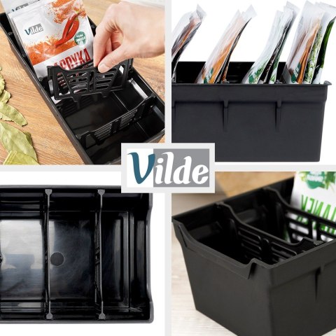 Pojemnik organizer na przyprawy torebki do szuflad pojemniki czarny VILDE 150803