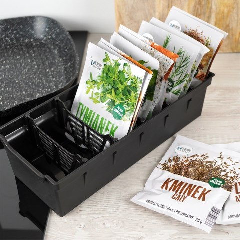 Pojemnik organizer na przyprawy torebki do szuflad pojemniki czarny VILDE 150803