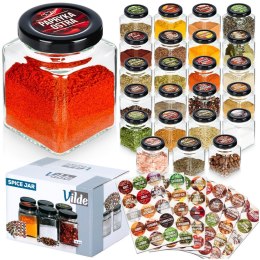 Pojemniki na przyprawy 24 szt 100ml pojemnik szklany + 90 etykiety VILDE 229193