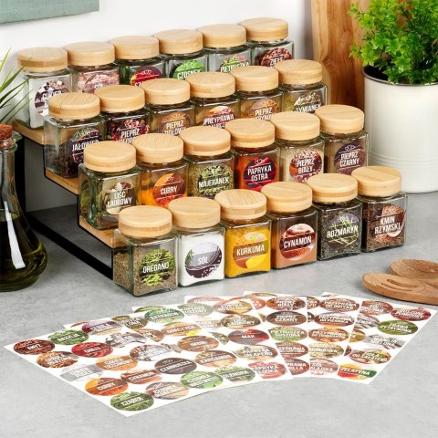 Pojemniki na przyprawy 24 szt 100ml pojemnik szklany + 90 etykiety VILDE 229194
