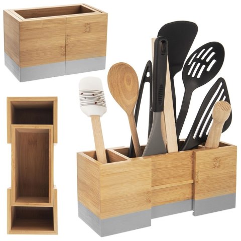 Stojak na sztućce przybory bambusowy rozkładany organizer rozsuwany ORION 122984