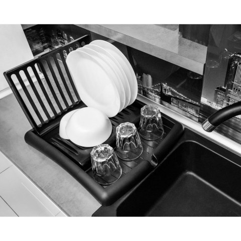 Suszarka do naczyń na naczynia składana stojąca czarna 43.5x38.5x27cm VILDE 150636