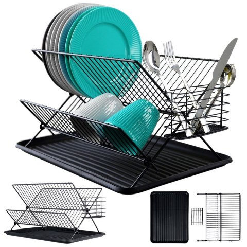 Suszarka do naczyń na naczynia stojąca czarna 45x32x25.5cm VILDE 150622