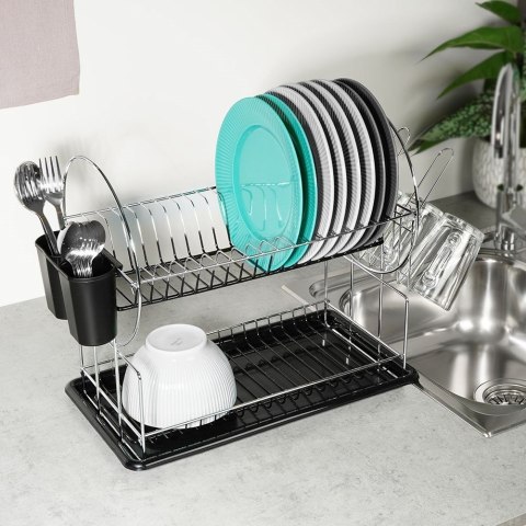 Suszarka do naczyń na naczynia stojąca dwupoziomowa czarna 50x23.5x36cm ACER NAVA 10-186-110