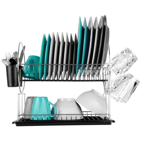 Suszarka do naczyń na naczynia stojąca dwupoziomowa czarna 50x23.5x36cm ACER NAVA 10-186-110