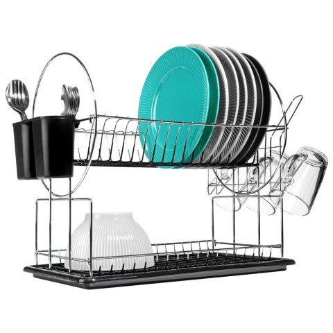 Suszarka do naczyń na naczynia stojąca dwupoziomowa czarna 50x23.5x36cm ACER NAVA 10-186-110