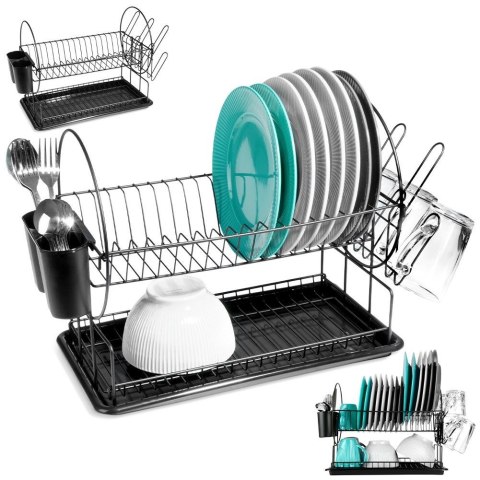 Suszarka do naczyń na naczynia stojąca na blat czarna 51x23.5x33.5cm VILDE 229037