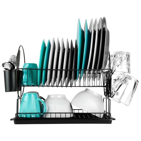 Suszarka do naczyń na naczynia stojąca na blat czarna 51x23.5x33.5cm VILDE 229037