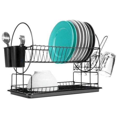 Suszarka do naczyń na naczynia stojąca na blat czarna 51x23.5x33.5cm VILDE 229037