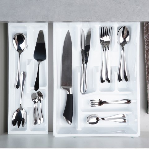 Wkład na sztućce do szuflady szuflad organizer biały 2-poziomowy 38.5x28cm ORION 150745