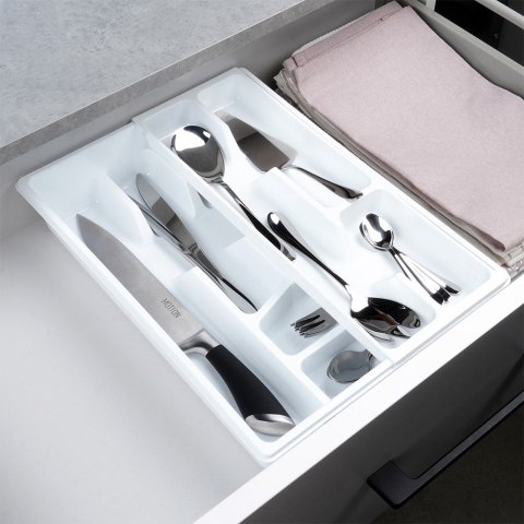 Wkład na sztućce do szuflady szuflad organizer biały 2-poziomowy 38.5x28cm ORION 150745