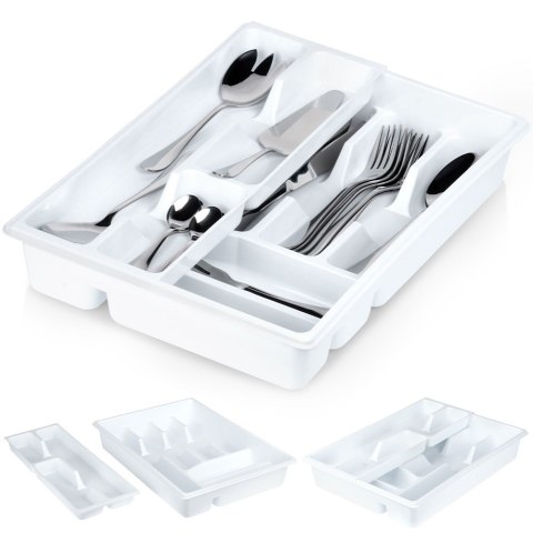Wkład na sztućce do szuflady szuflad organizer biały 2-poziomowy 38.5x28cm ORION 150745