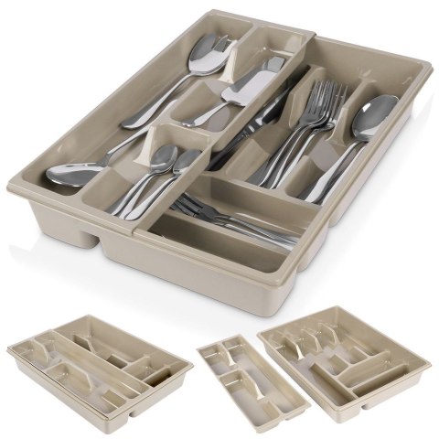Wkład na sztućce do szuflady szuflad organizer szary 2-poziomowy 38.5x28cm ORION 150746