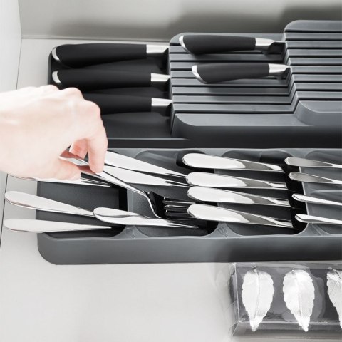 Wkład na sztućce do szuflady szuflad organizer szary 39x11.5cm VILDE 229010-S