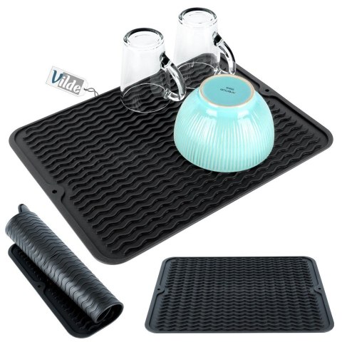 Mata do suszenia naczyń silikonowa czarna 40x30cm VILDE 229105