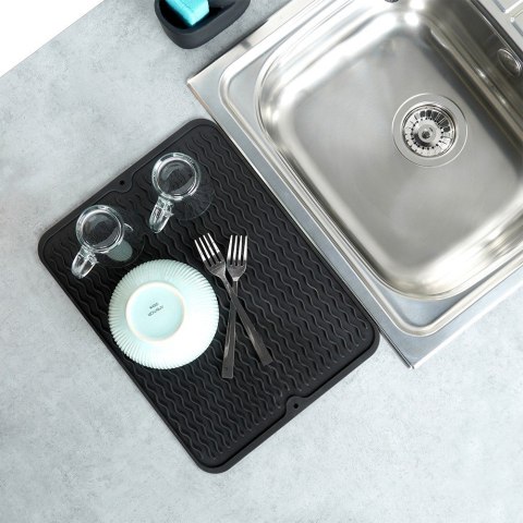 Mata do suszenia naczyń silikonowa czarna 40x30cm VILDE 229105