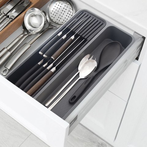 Organizer na noże przybory sztućce do szuflady szafki szary GREY 40x26.5x5cm ORION 150747