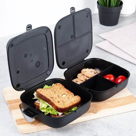 Pojemnik śniadaniowy obiadowy lunchbox z przegródkami czarny 2x700ml VILDE 229144