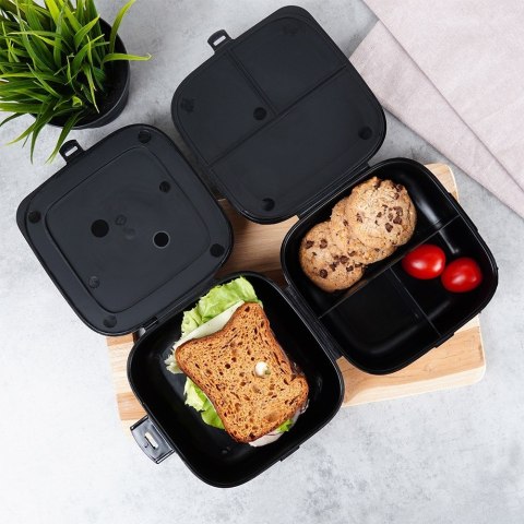 Pojemnik śniadaniowy obiadowy lunchbox z przegródkami czarny 2x700ml VILDE 229144
