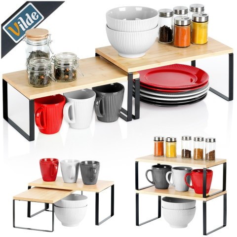 Półka kuchenna drewniana półki 2 sztuki zestaw półek VILDE 229201