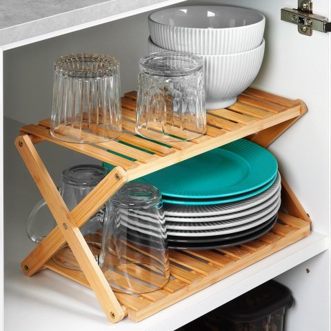 Półka kuchenna dwupoziomowa stojąca drewniana 34.5x18.5x19cm HIT 229149