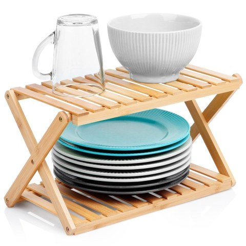 Półka kuchenna dwupoziomowa stojąca drewniana 34.5x18.5x19cm HIT 229149