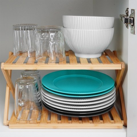 Półka kuchenna dwupoziomowa stojąca drewniana 34.5x18.5x19cm HIT 229149