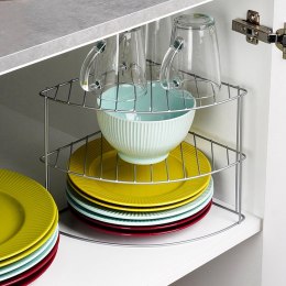 Półka kuchenna na naczynia metalowa szara narożna 23x23x21.5cm STORAGE SOLUTIONS 229215