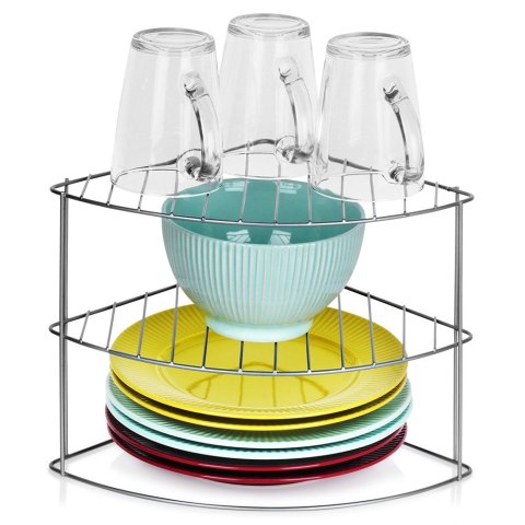 Półka kuchenna na naczynia metalowa szara narożna 23x23x21.5cm STORAGE SOLUTIONS 229215