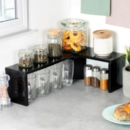 Półka kuchenna regulowana narożna podłużna czarna organizer 47x32x15.5cm VILDE 229207