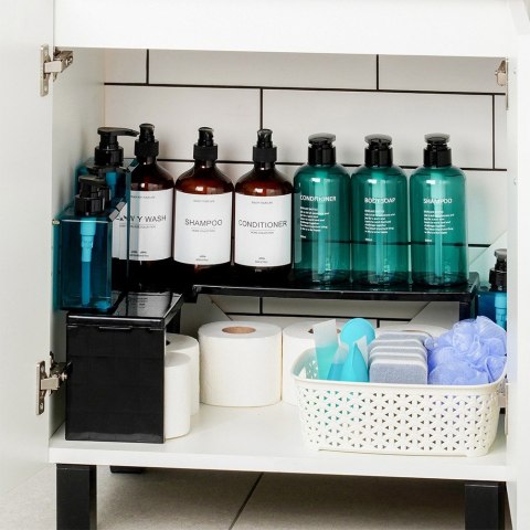 Półka kuchenna regulowana narożna podłużna czarna organizer 47x32x15.5cm VILDE 229207