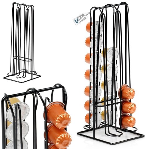 Stojak na kapsułki do kawy Nespresso metalowy czarny 30cm VILDE 229127