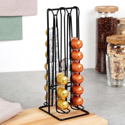 Stojak na kapsułki do kawy Nespresso metalowy czarny 30cm VILDE 229127