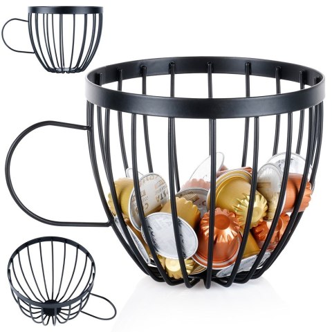 Stojak na kapsułki do kawy kubek metalowy czarny 20x15x13.5cm HIT 229150