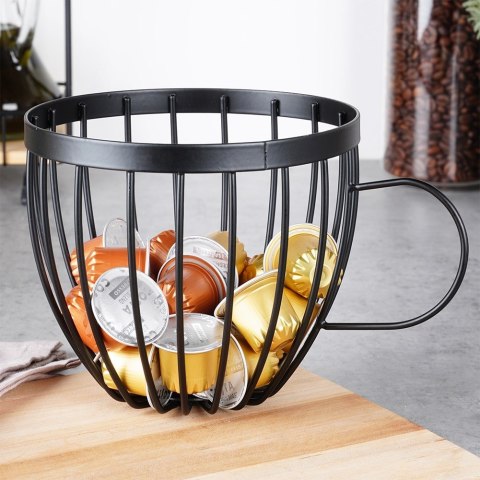 Stojak na kapsułki do kawy kubek metalowy czarny 20x15x13.5cm HIT 229150