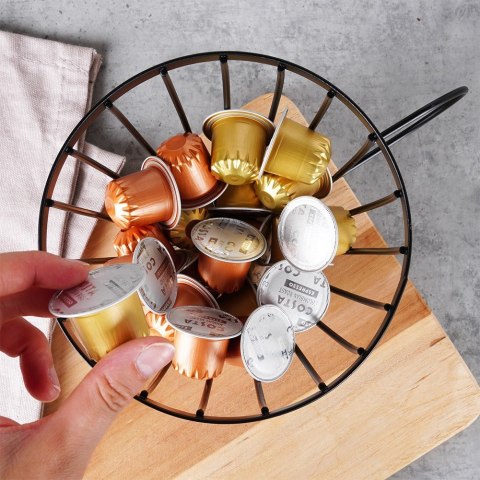 Stojak na kapsułki do kawy kubek metalowy czarny 20x15x13.5cm HIT 229150