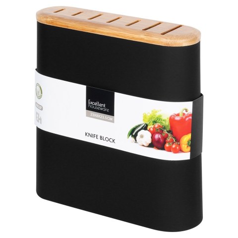 Stojak na noże kuchenne organizer blok pojemnik czarny z przegródkami EXCELLENT HOUSEWARE 229219
