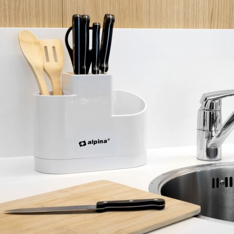 Stojak na noże kuchenne przybory organizer pojemnik biały 25x19.5x12cm ALPINA 229083