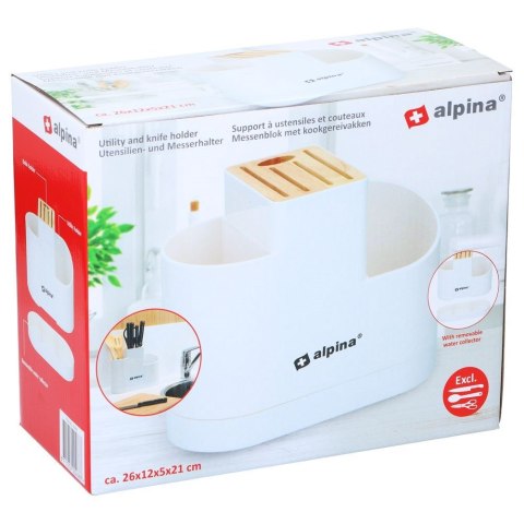 Stojak na noże kuchenne przybory organizer pojemnik biały 25x19.5x12cm ALPINA 229083