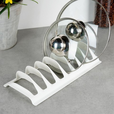 Stojak na pokrywki talerze kuchenny biały 30x13.5x6cm STORAGE SOLUTIONS 229179