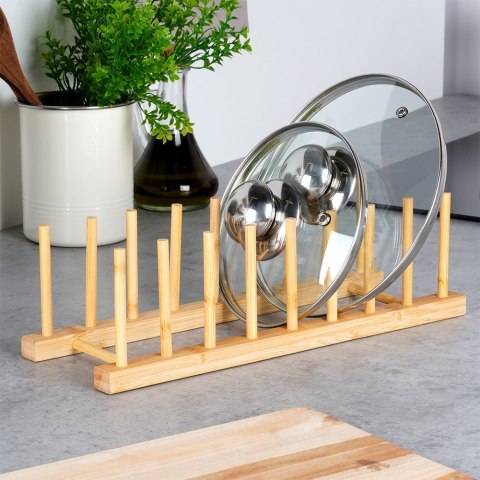 Stojak na pokrywki talerze uniwersalny bambusowy 34.5x12x12cm VILDE 229114