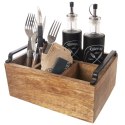 Stojak na sztućce sosy przyprawy drewniany uniwersalny skrzynka MANGO ORION 154304