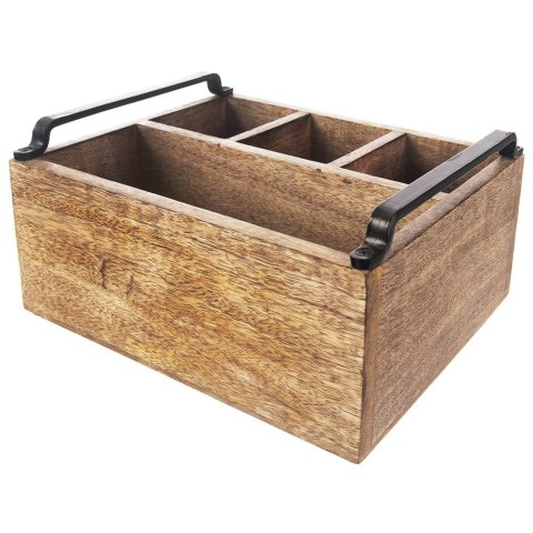 Stojak na sztućce sosy przyprawy drewniany uniwersalny skrzynka MANGO ORION 154304