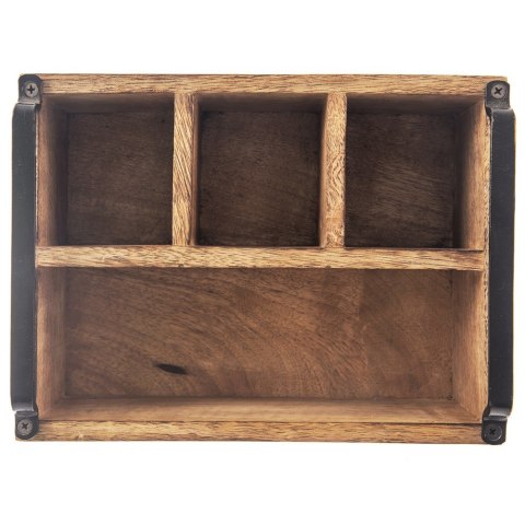 Stojak na sztućce sosy przyprawy drewniany uniwersalny skrzynka MANGO ORION 154304