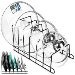 Stojak organizer na pokrywki i talerze do szafki na blat metal czarny VILDE 229062