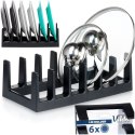 Stojak organizer na pokrywki talerze uniwersalny czarny 28x15x9cm VILDE 229084