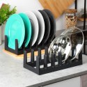 Stojak organizer na pokrywki talerze uniwersalny czarny 28x15x9cm VILDE 229084