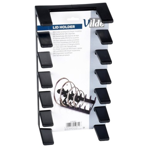 Stojak organizer na pokrywki talerze uniwersalny czarny 28x15x9cm VILDE 229084
