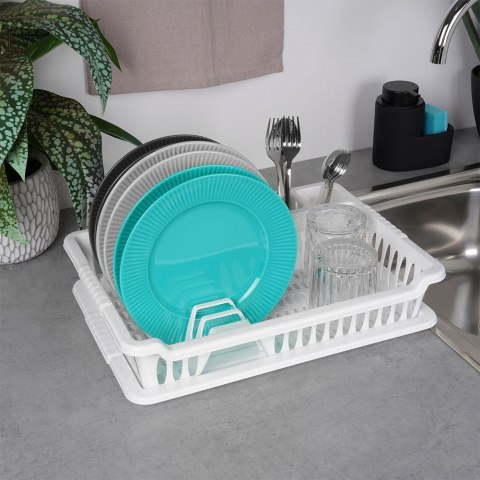 Suszarka do naczyń mała na naczynia stojąca plastikowa biała 40x29x8.5cm ORION 150694